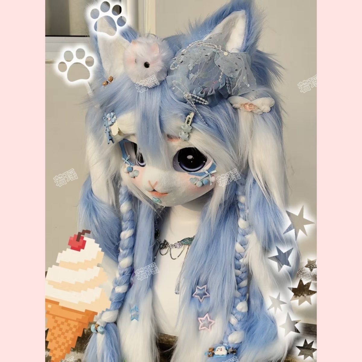 맞춤형 OC 디자인 고양이 케모노 퍼슈트 헤드 수제 레 - Cosplay Prop Making 리뷰 및 가격